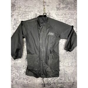 Vtg Indian Motorcycle Men's XL Rain Jacket Black PVC Waterproof Reflective Biker